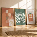 Boho Abstract Geometric Digital Triptych