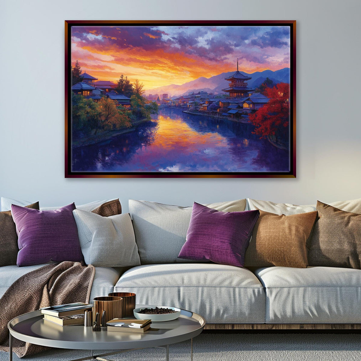 Serene Kyoto Sunset Digital Art Print
