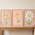 Happy Floral Friends Digital Art Triptych