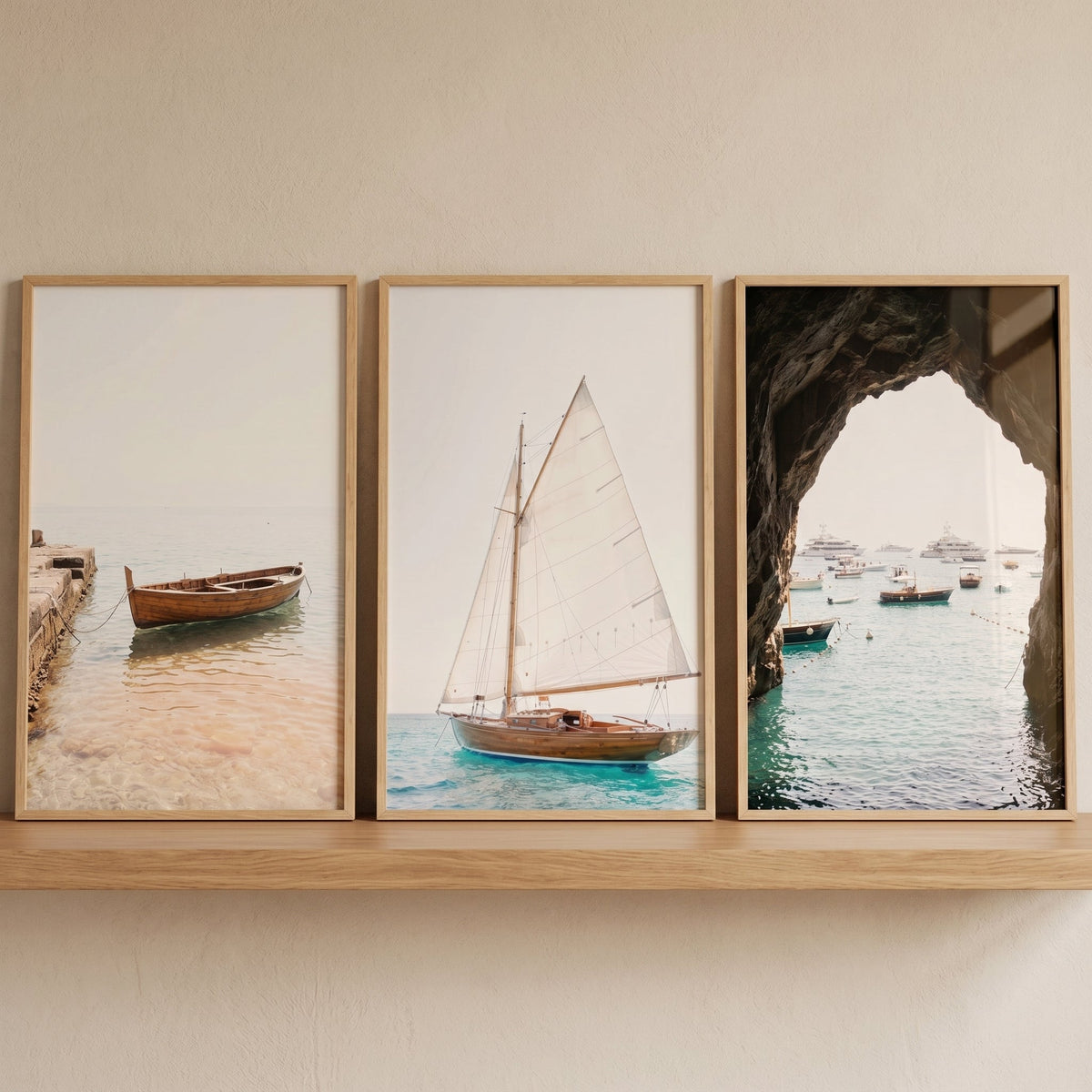 Coastal Sailing Triptych Digital Art