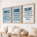 Hustle Grind Talent Motivational Digital Art Trio