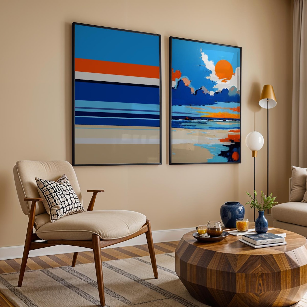 Abstract Coastal Horizon Digital Art Set