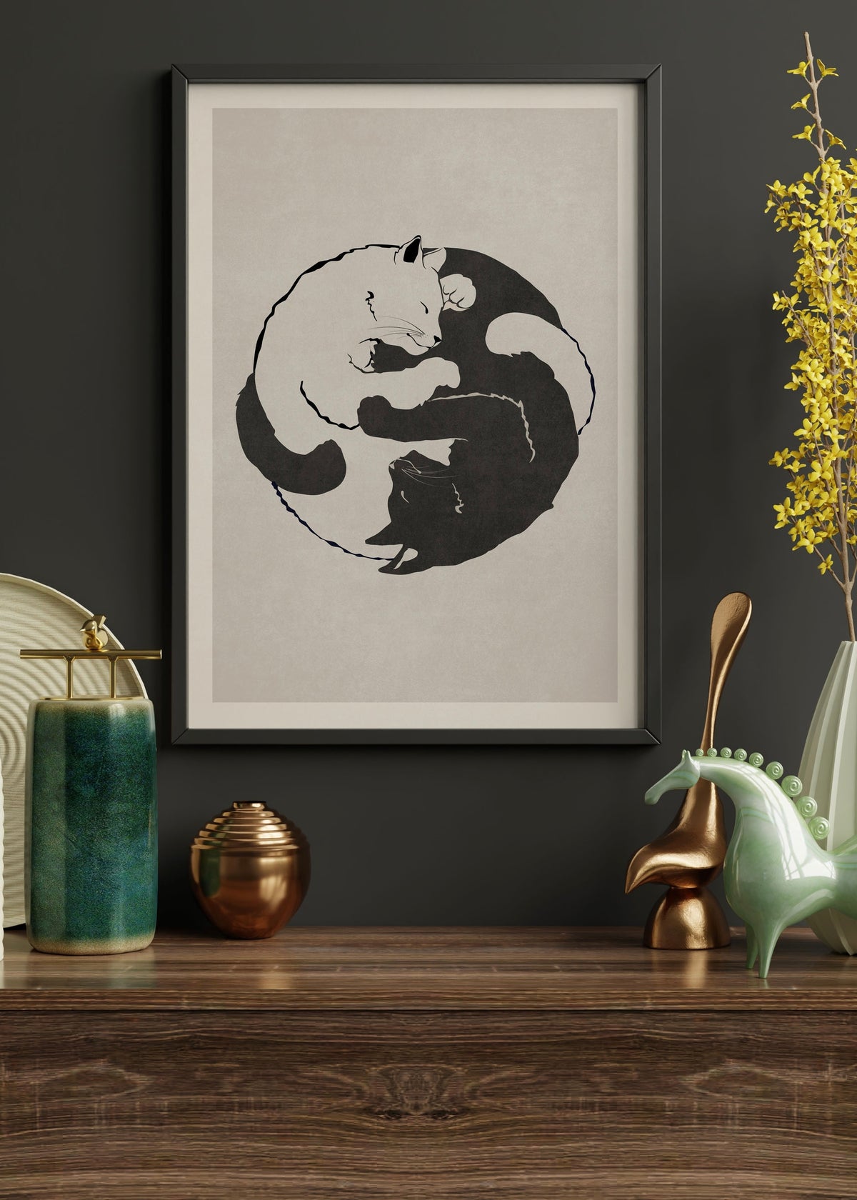 Yin Yang Cats Digital Art Print