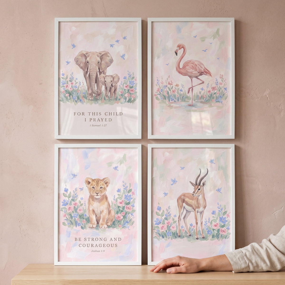 Watercolor Safari Animal Nursery Wall Art Set