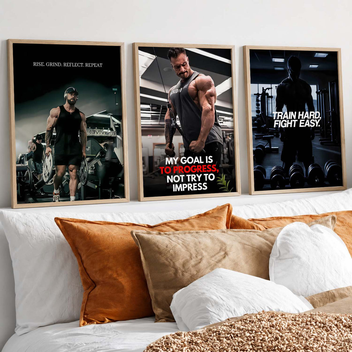 Gym Motivation Triptych Digital Art Set