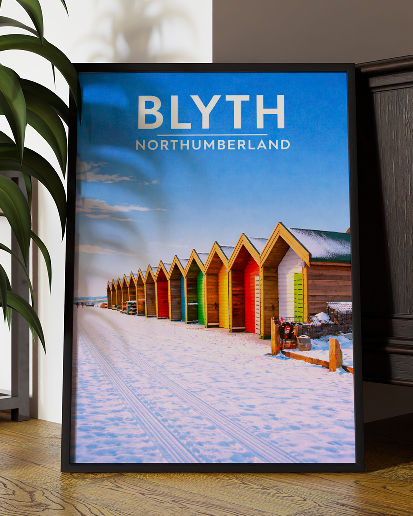 Blyth Northumberland Winter Beach Huts Digital Art Print