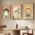 Mughal Garden Palace Archway Digital Art Triptych