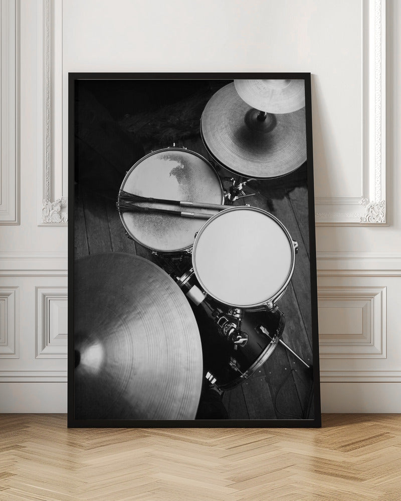 Monochrome Drum Kit Overhead Digital Print