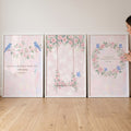 Pink Floral Scripture Triptych Digital Print Set