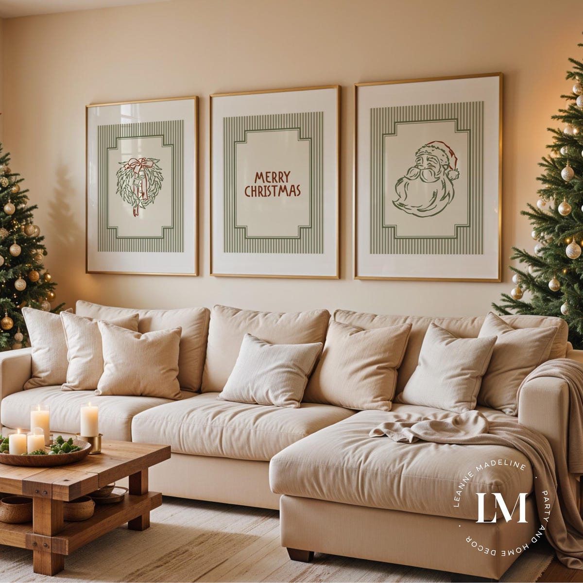 Vintage Christmas Triptych Digital Download