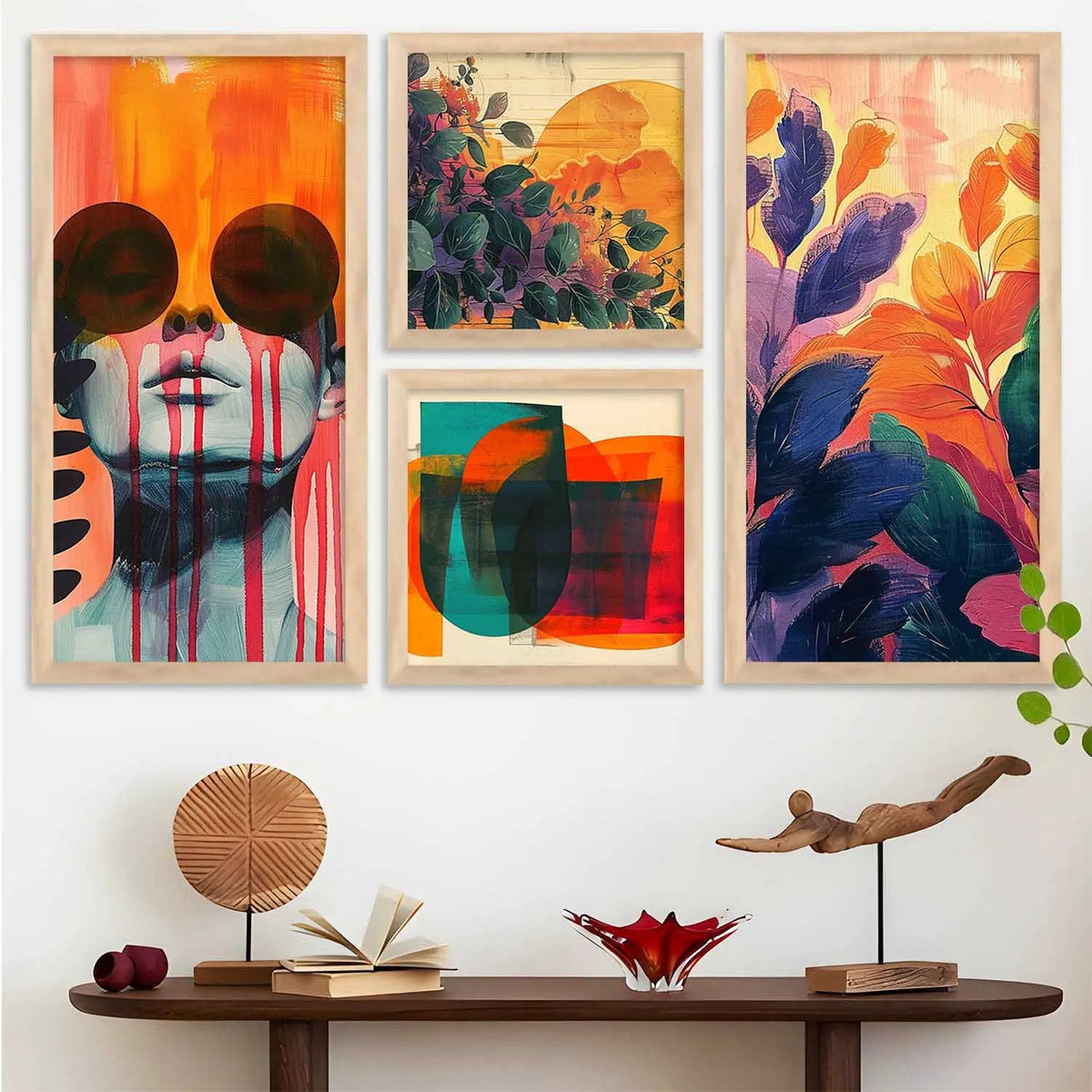 Abstract Botanical and Portrait Digital Gallery Wall Art Set
