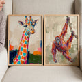 Colorful Safari Animals Digital Art Duo