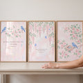 Scripture and Birds Watercolor Triptych Digital Art