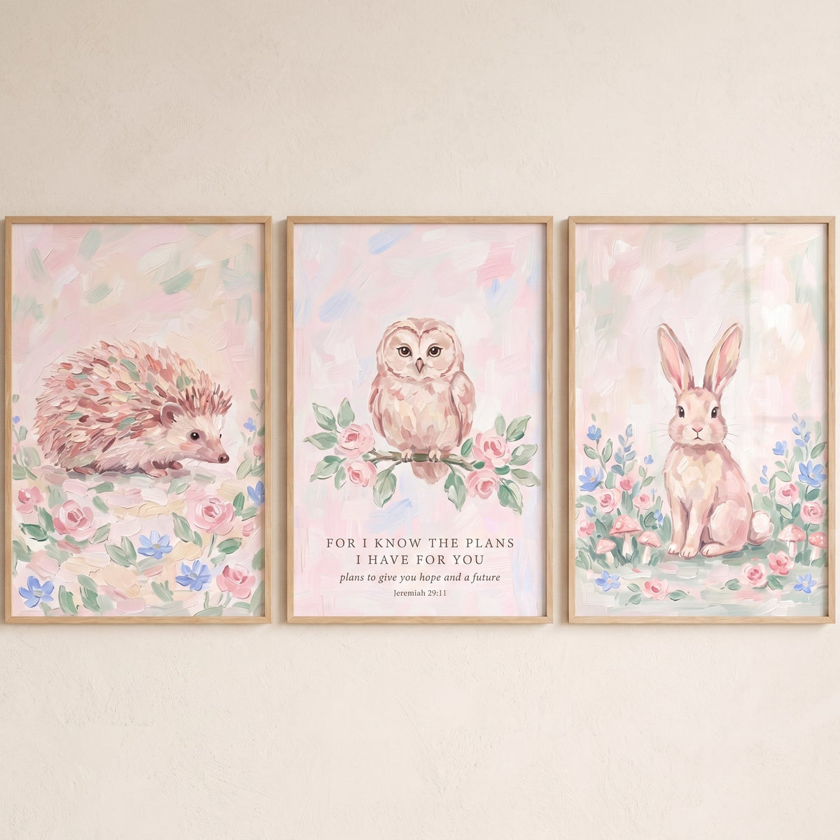 Pastel Woodland Animals Nursery Digital Art Set