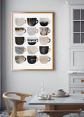 Modern Abstract Coffee Cups Grid Digital Wall Art