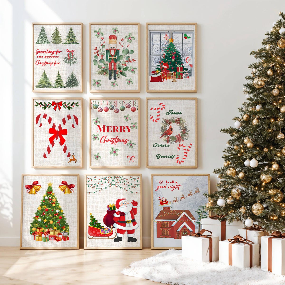 Merry Christmas Holiday Digital Art Prints Bundle