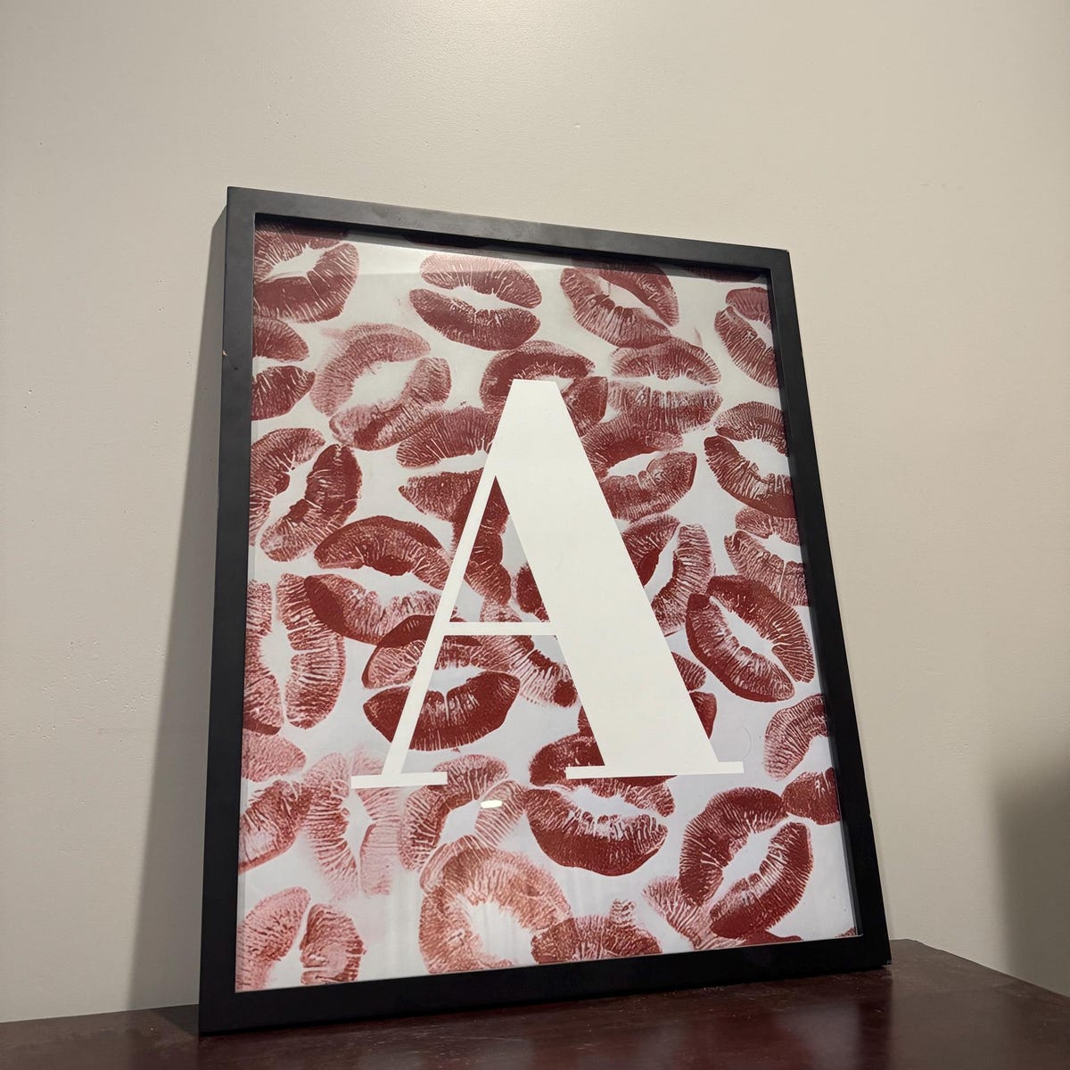 Letter A Red Lips Print