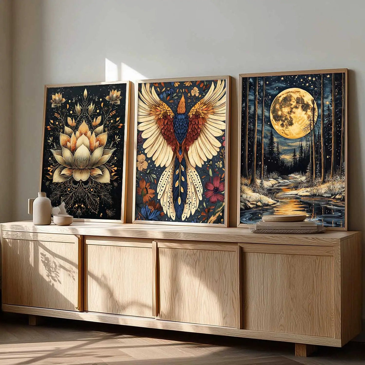Celestial Nights Triptych Digital Art Set