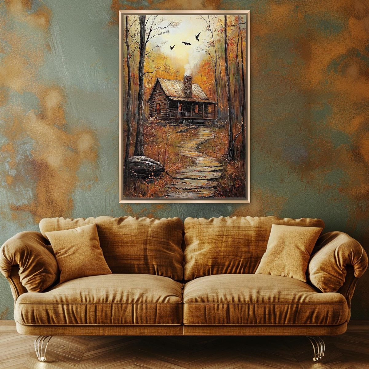 Cozy Autumn Cabin Digital Art
