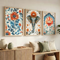 Bohemian Botanical Elephant Triptych Digital Art