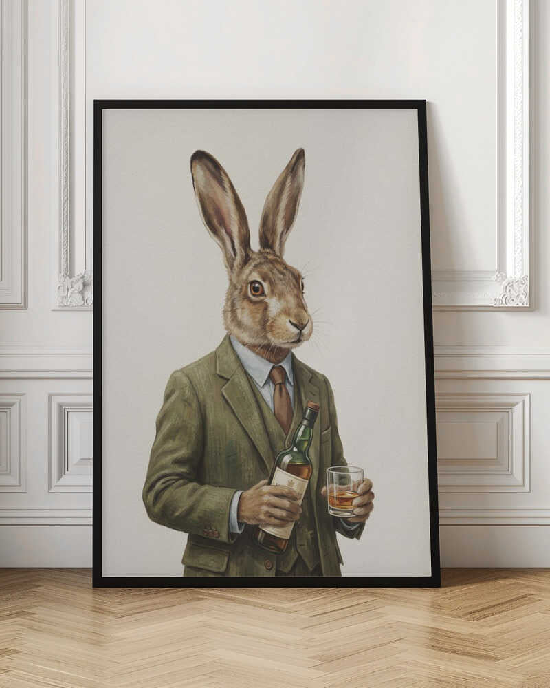 Sophisticated Gentleman Hare with Whiskey Digital Art