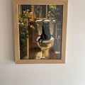 Black Cat Bathroom Sunbeam Digital Art Print