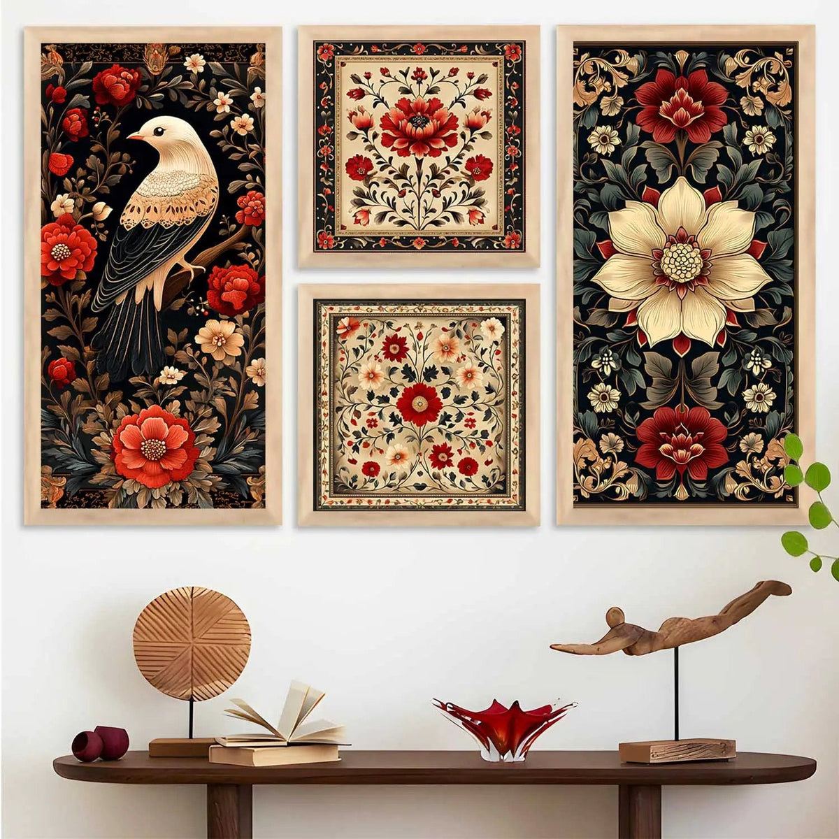 Bohemian Botanical and Bird Digital Art Gallery Set