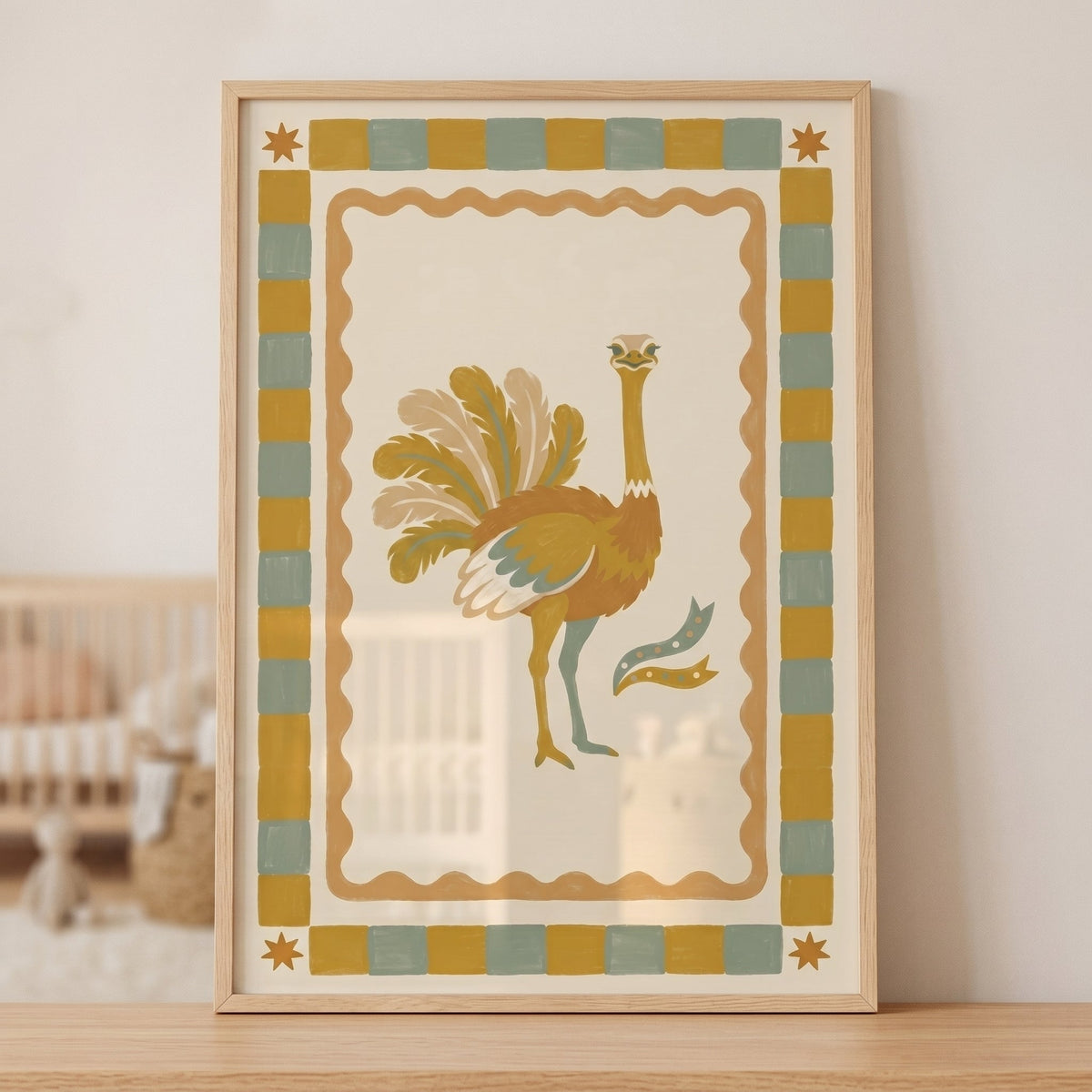 Whimsical Ostrich Digital Art Print