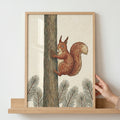 Charming Red Squirrel with Pinecone Digital Art Print
