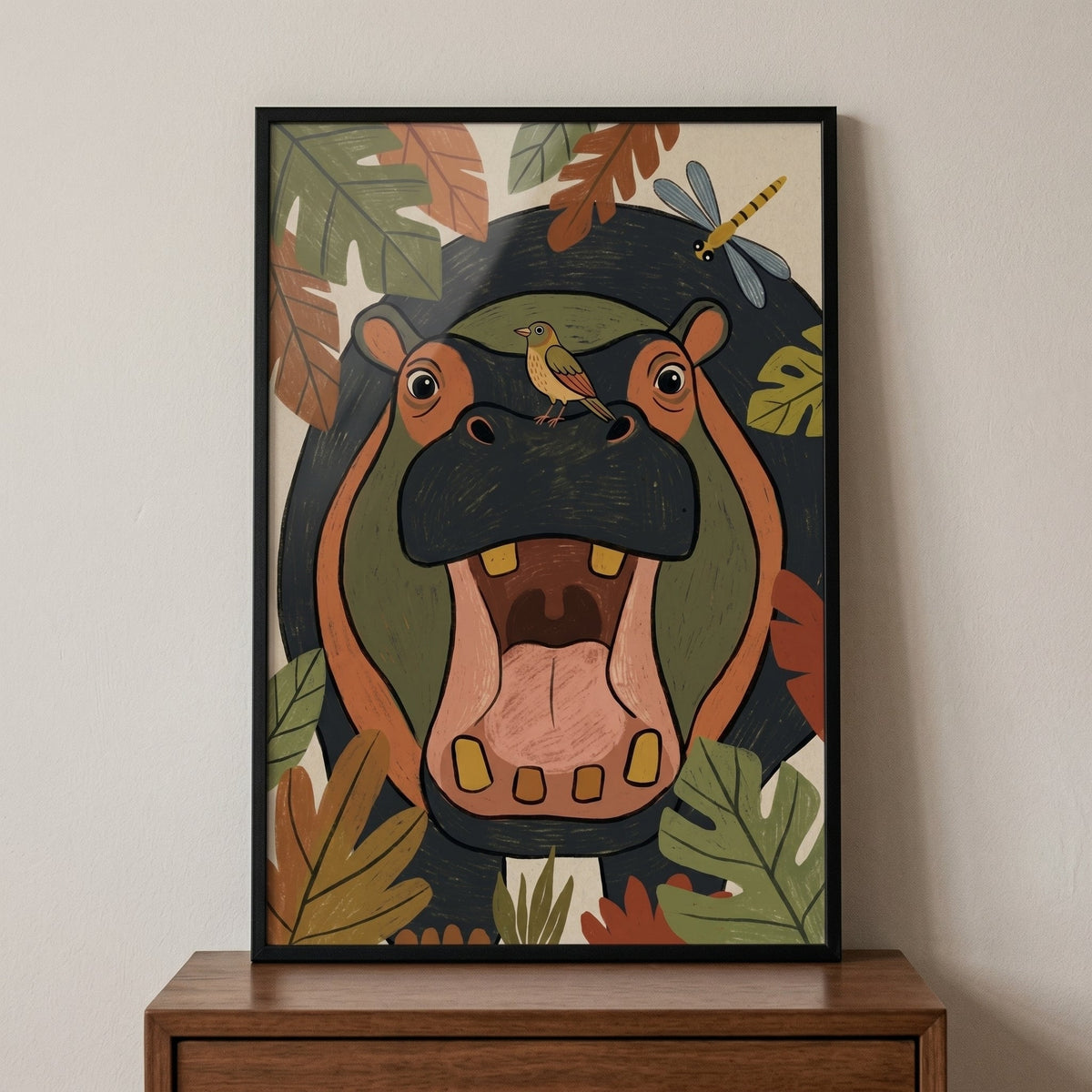 Charming Hippo Jungle Friends Digital Art