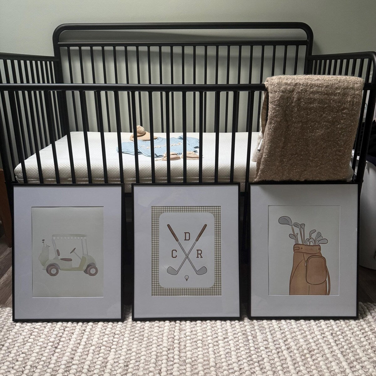 Vintage Golf Nursery Digital Art Set of 3