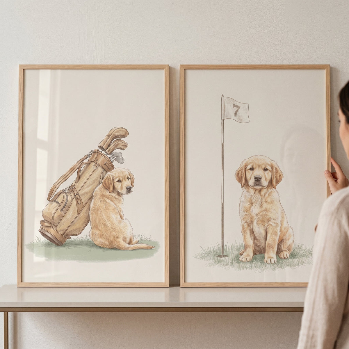 Golden Retriever Golf Companion Digital Artwork Set