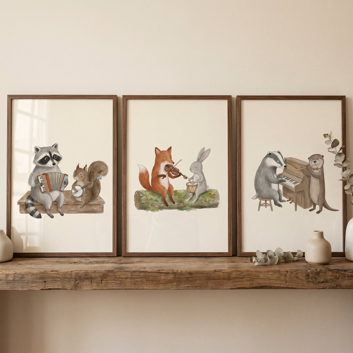 Forest Musicians Digital Art Print Trio