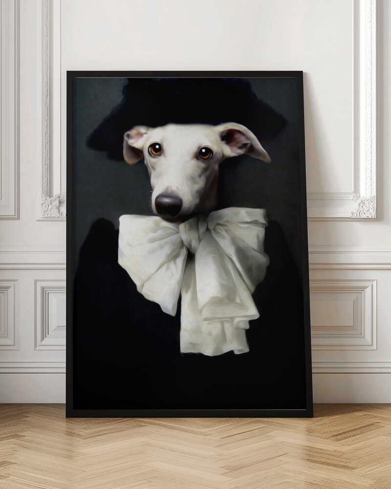 Regal Greyhound in Black and White Digital Portrait