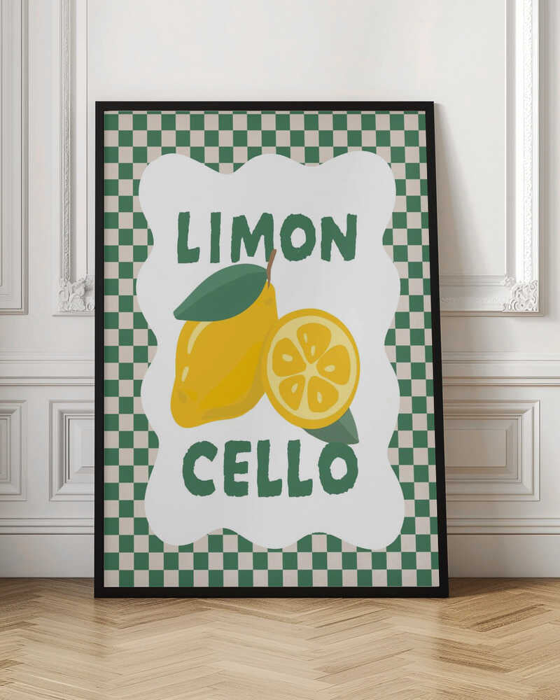 Limoncello Checkered Retro Kitchen Digital Art