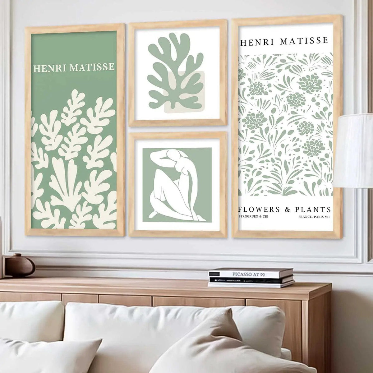 Henri Matisse Sage Green Botanical Gallery Wall Set of Four Digital Prints