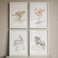 Charming Safari and Farm Animals Watercolor Digital Art Set of 4