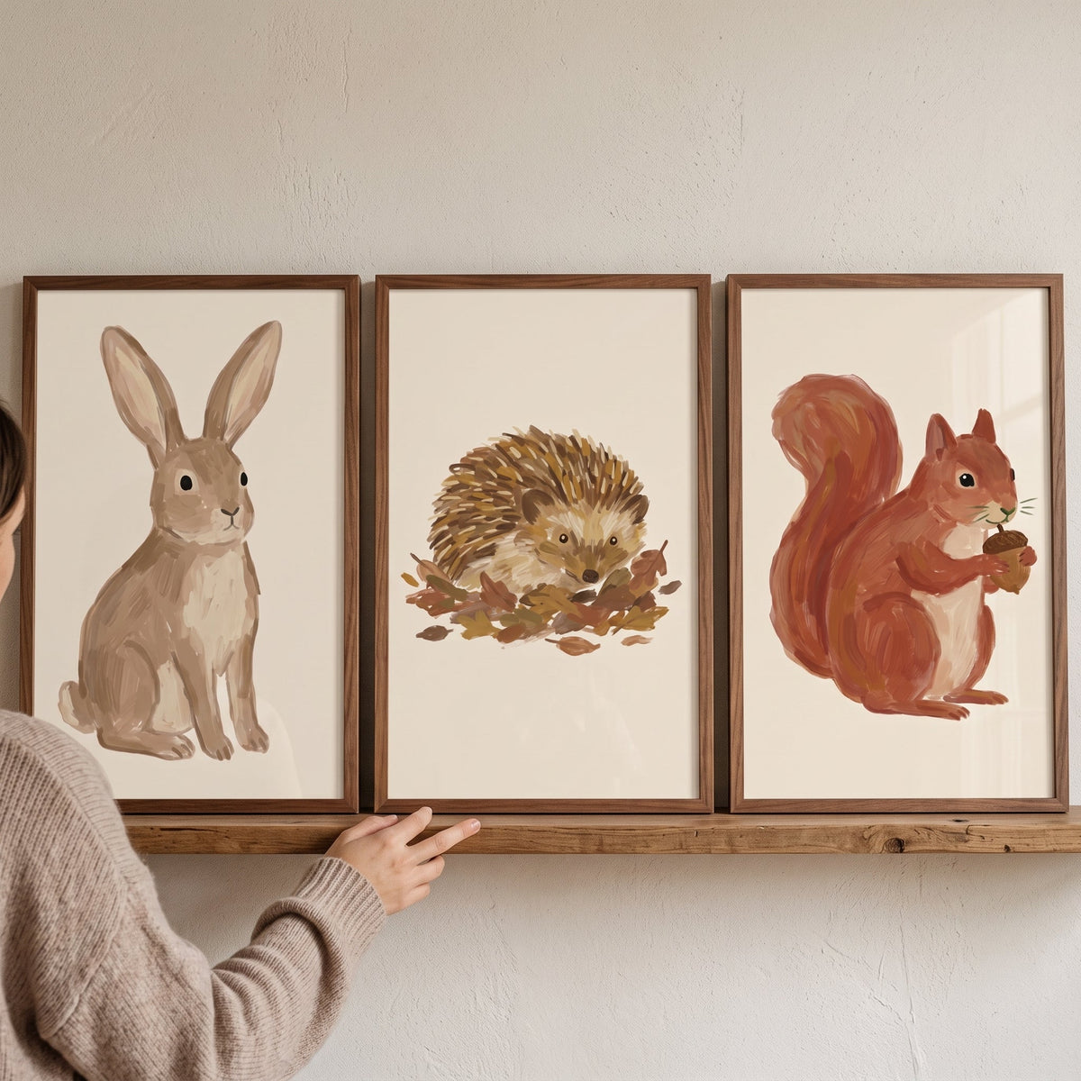 Woodland Friends Animal Trio Digital Art Prints