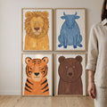 Whimsical Jungle Animals Digital Art Set