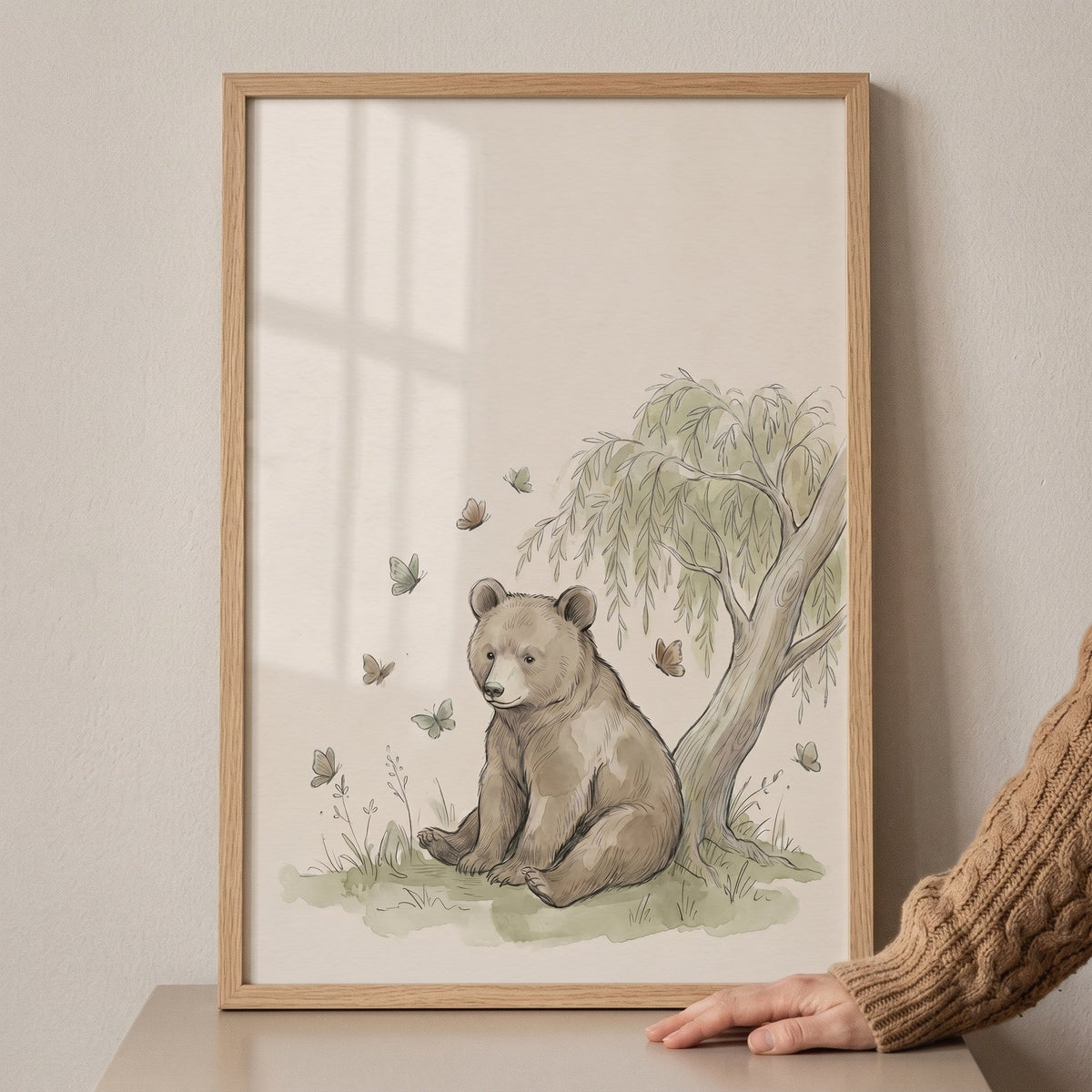 Sweet Bear and Butterflies Digital Art Print