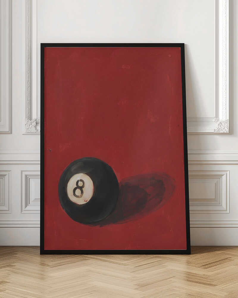 Red Background 8 Ball Digital Art Print