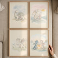 Watercolor Dragon Family Nursery Digital Art Set