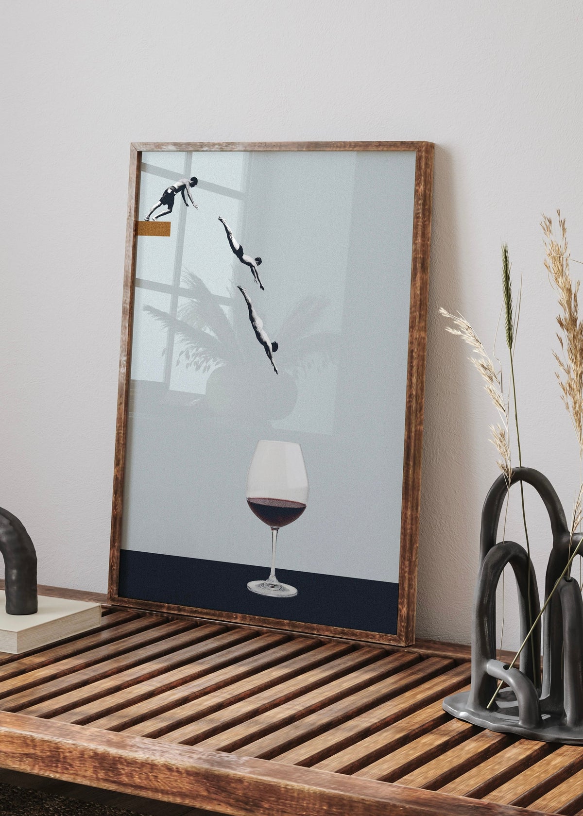 Divers Into Wine Glass Surreal Digital Art
