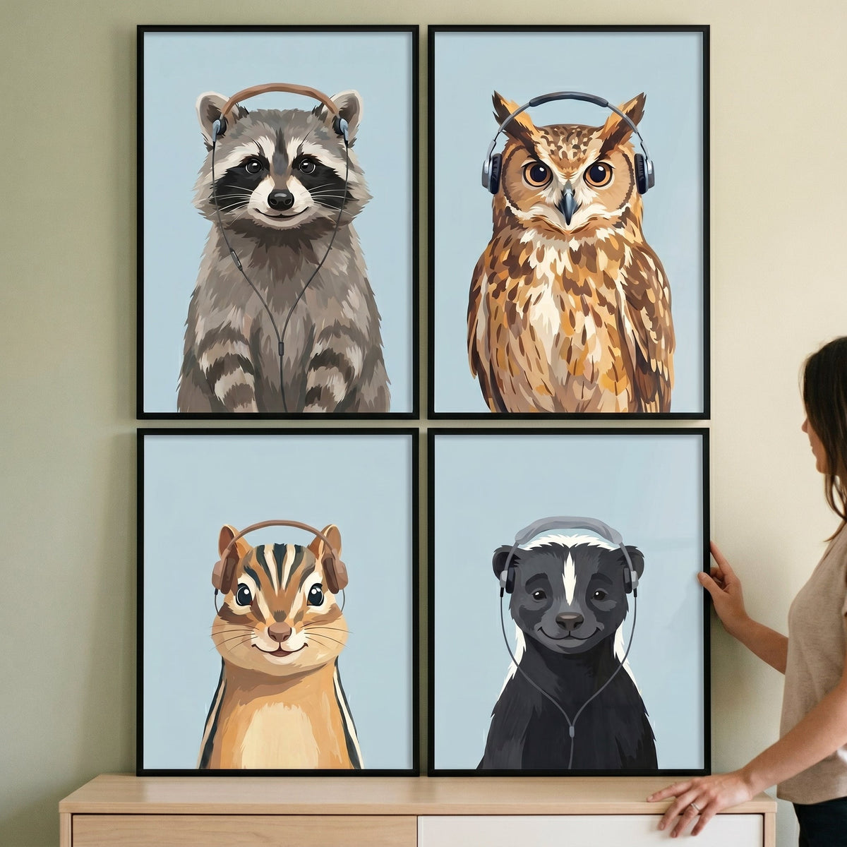 Music Loving Woodland Animals Digital Art Set