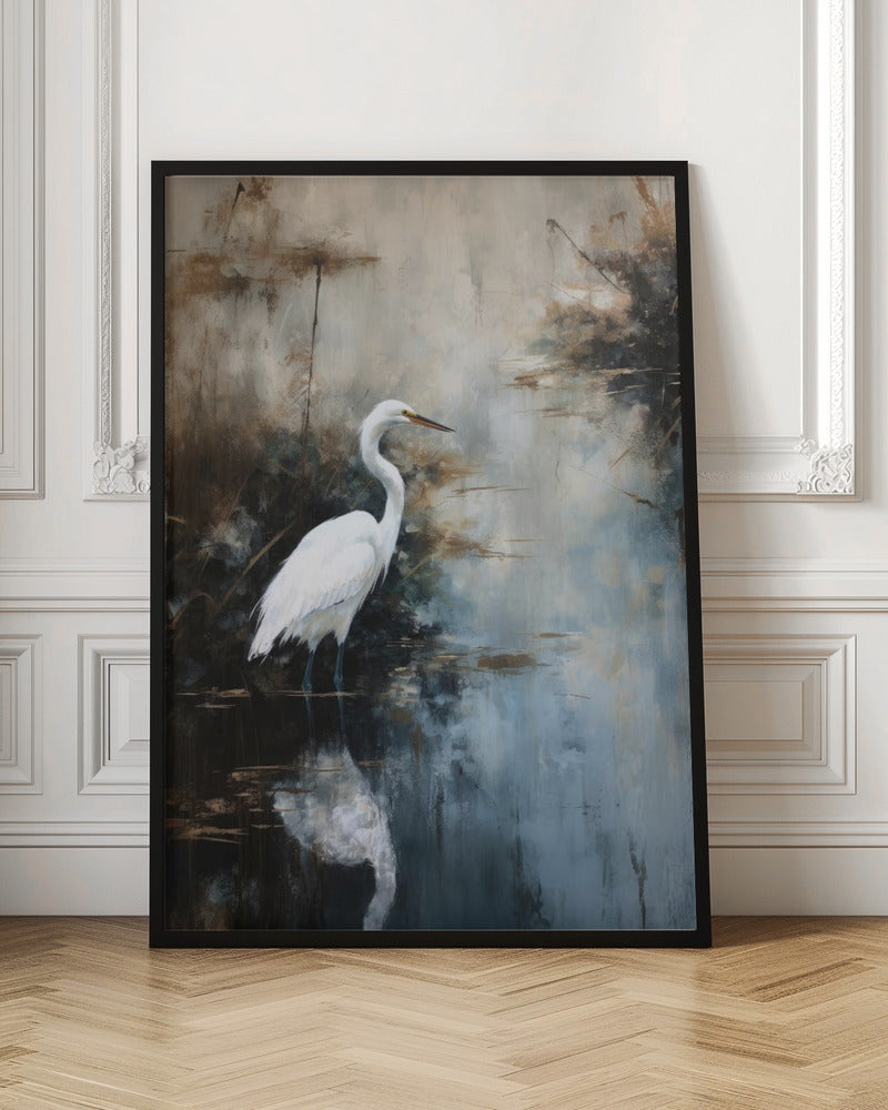 Serene White Egret Digital Art