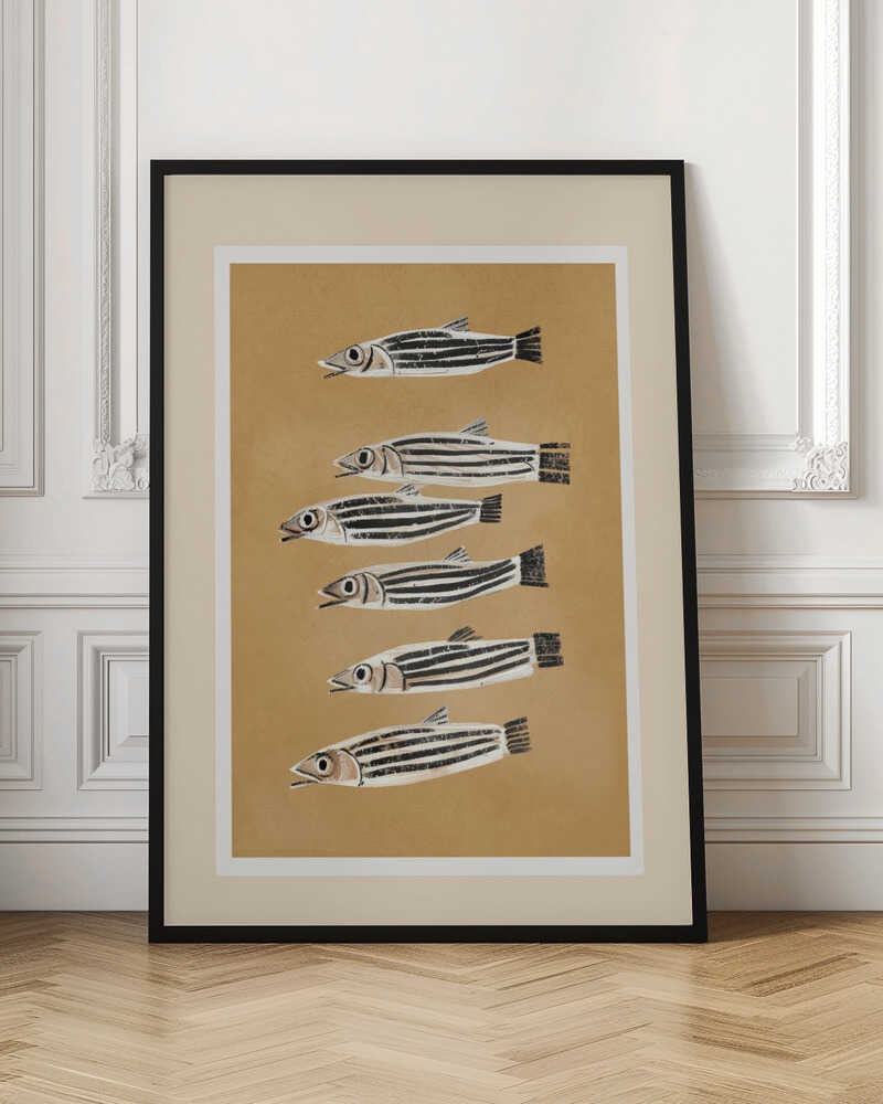 Vintage Striped Fish Digital Wall Art