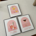 Pink Cocktail Recipe Art Prints Bundle - Limoncello, Paloma, and Espresso Martini Digital Download