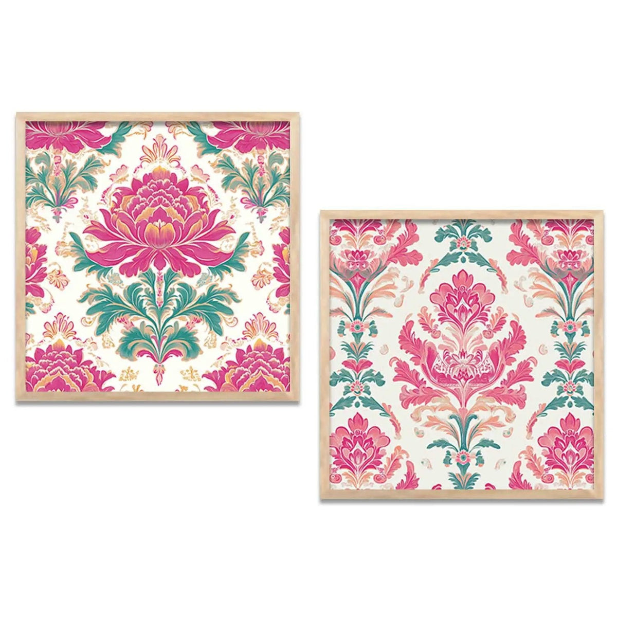 Pink Damask Floral Digital Art Set
