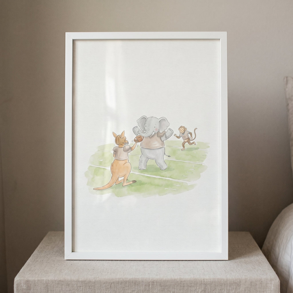 Watercolor Safari Animals Football Digital Art
