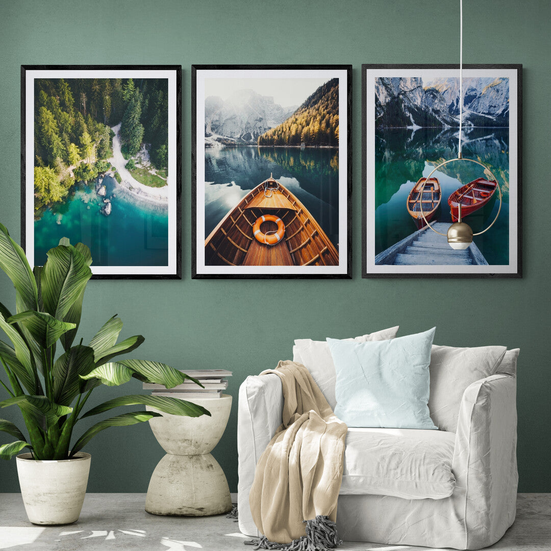 Alpine Lakes & Mountain Boats Triptych
